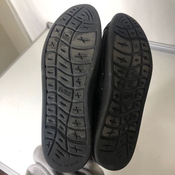 Skechers BOBS Black Sequin Slide On Flats - Picture 6 of 6